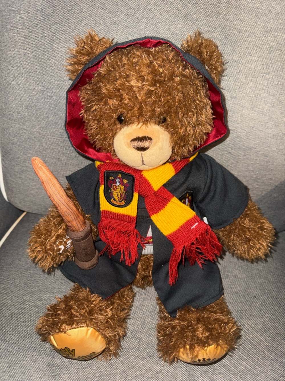 Build-a-bear Harry Potter Teddy with Red & Yellow Gryffindor Scarf,Robe and wand